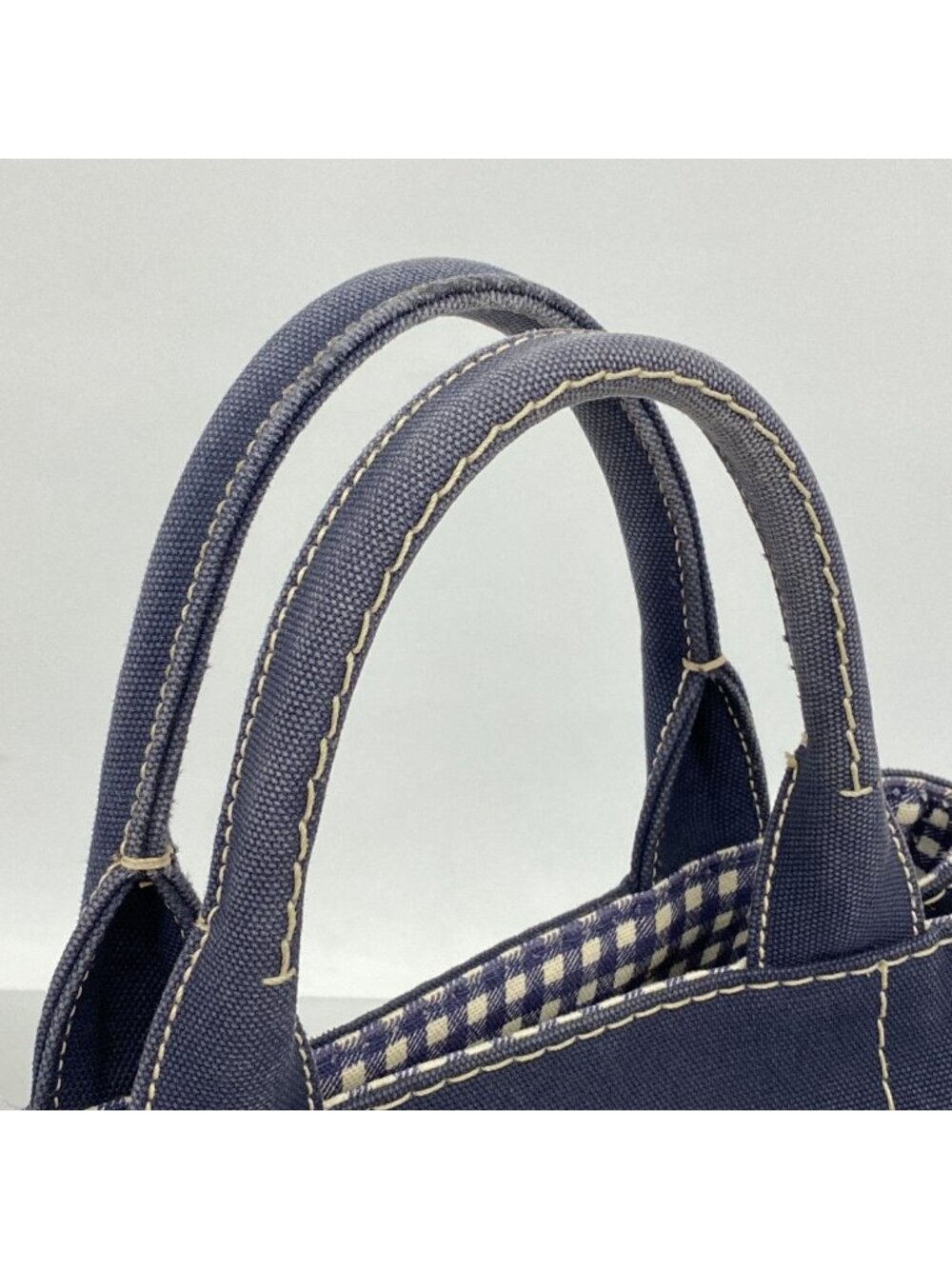 Prada Tote Canapa Canvas Navy Gold - Picture 8 of 10